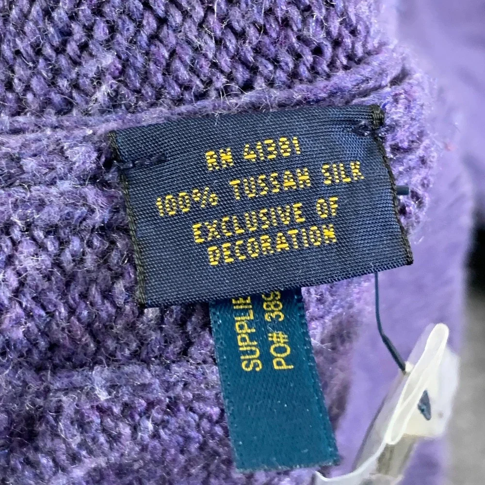 Polo Ralph Lauren Knit Sweater Men 2XL Silk Purple Pullover Tussah 1/4 Zip